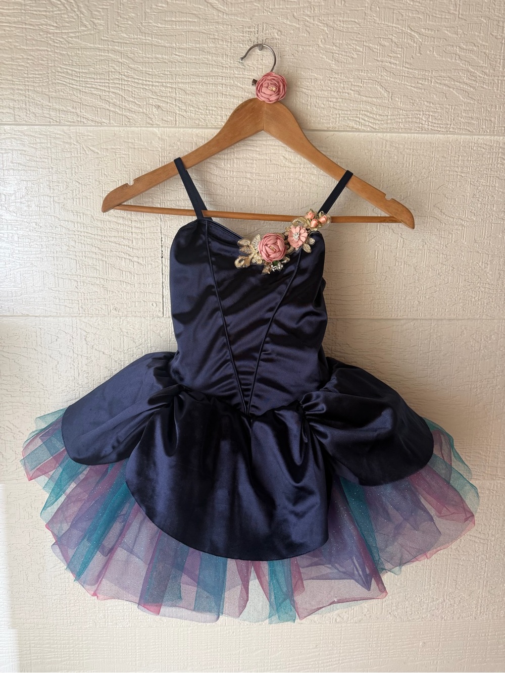 Girls Flower Fairy Halloween Costume Navy Tutu Dress Birthday Dance Outfit